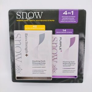 SNOW Dissolving Teeth Whitening Strips 4-in-1 Set‎ Lavender Mint 56 Count New